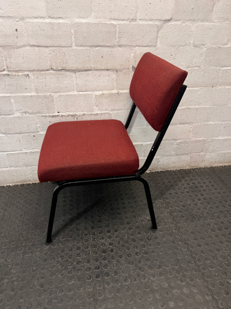 Red Fabric Mid Back Office Visitor Chair — Aged But Structurally Sound