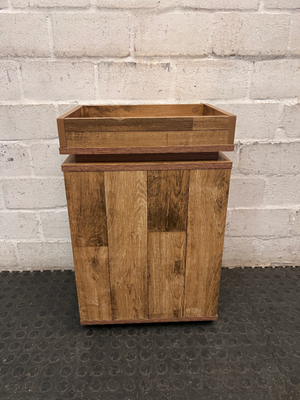 Wooden Grain Side Table with Tray Top
