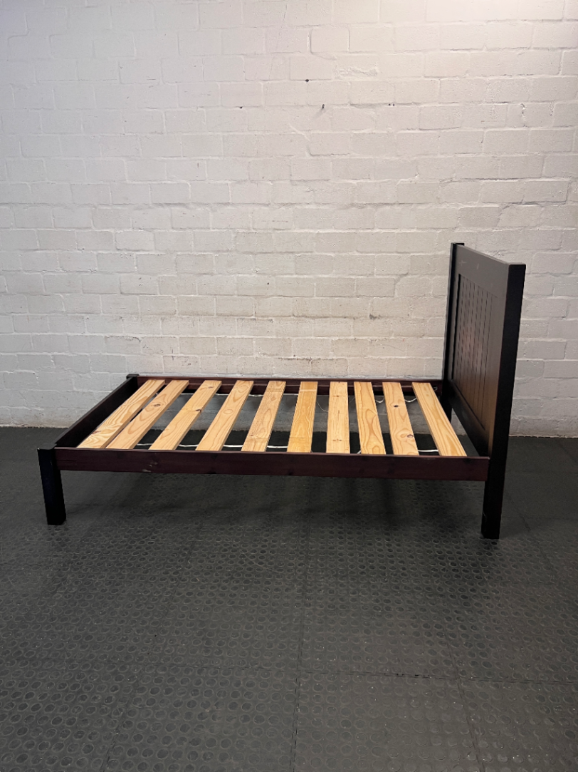 Black Wooden Single Bed Frame — Good Condition with Included Mattress