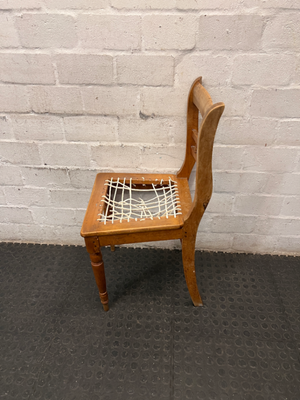 Vintage Wooden Dining Chair with Turned Detail — Damaged Riempie