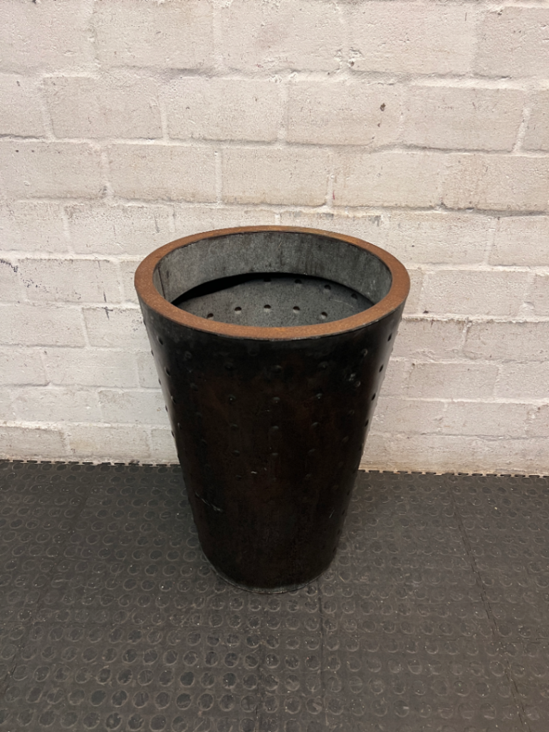 Tapered Studded Metal Plant Pot