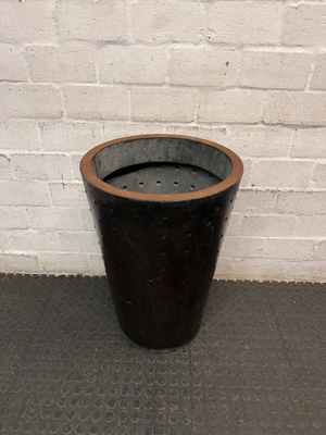 Tapered Studded Metal Plant Pot