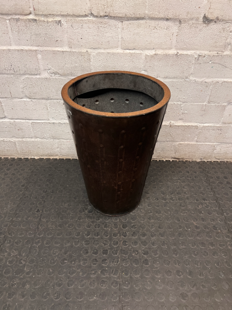 Studded Tapered Metal Planter Pot