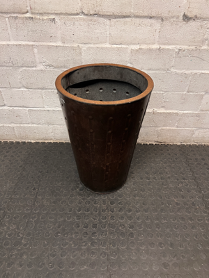 Studded Tapered Metal Planter Pot