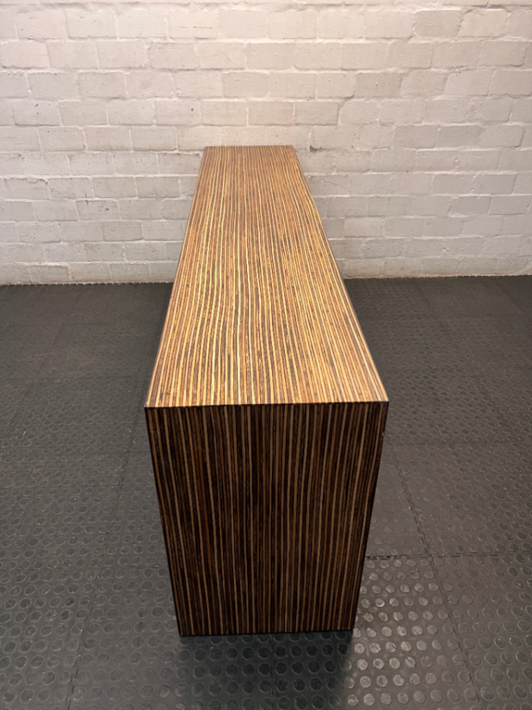 Contemporary Layered Wood Console Table — Used; Fair Condition