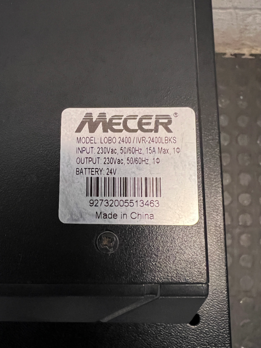 Mecer Inverter with Mobile Battery Cabinet — Good Working Order