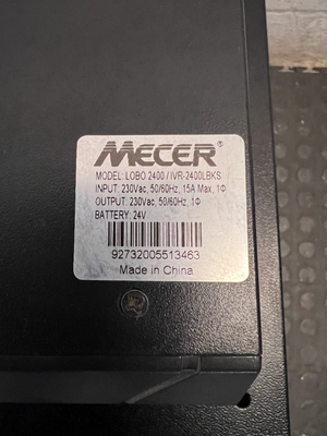 Mecer Inverter with Mobile Battery Cabinet — Good Working Order