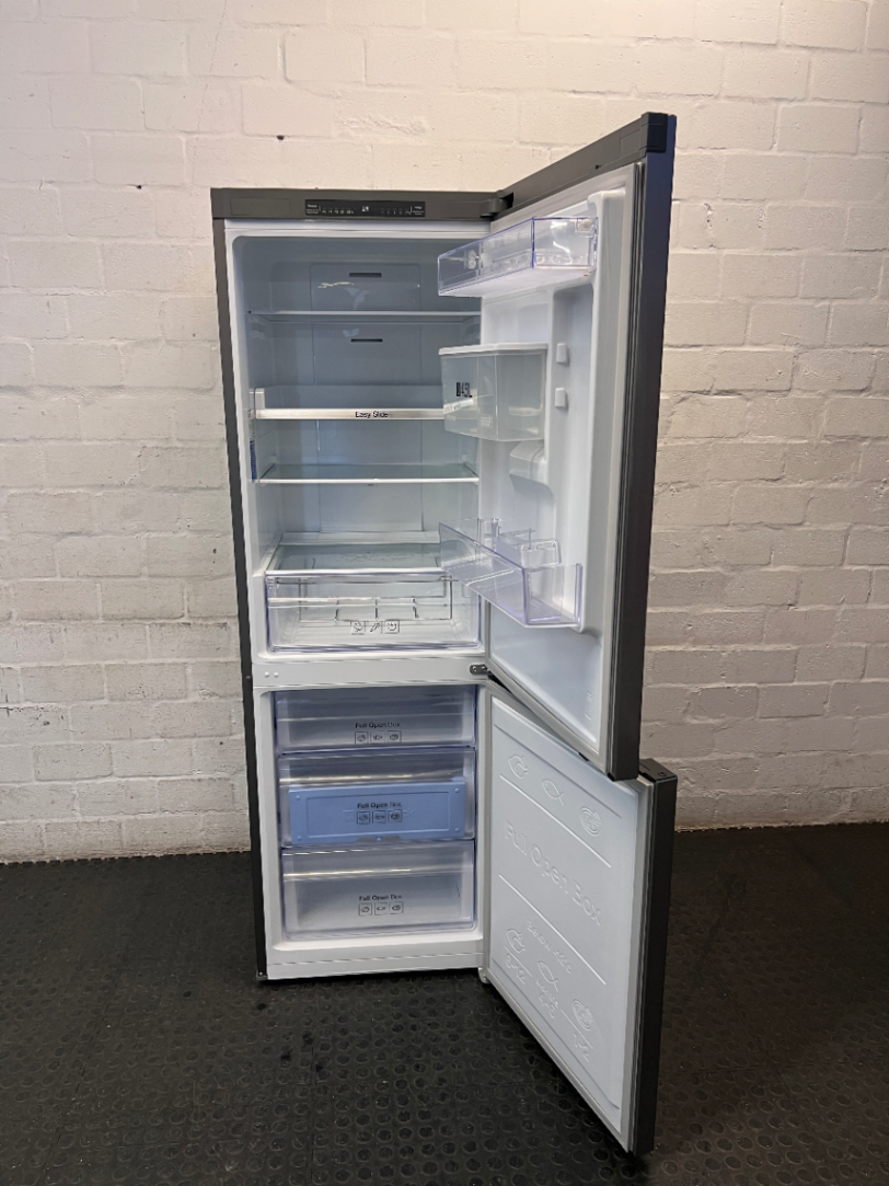 Samsung Silver Fridge Freezer with Water Dispenser — Good Working Order; Used Fair Condition