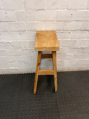 Rustic Solid Wood Backless Bar Stool — Fair Used Condition