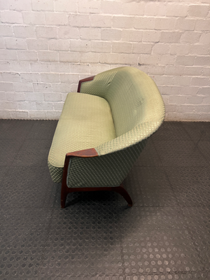 Vintage 2 Seater Couch in Patterned Green Fabric
