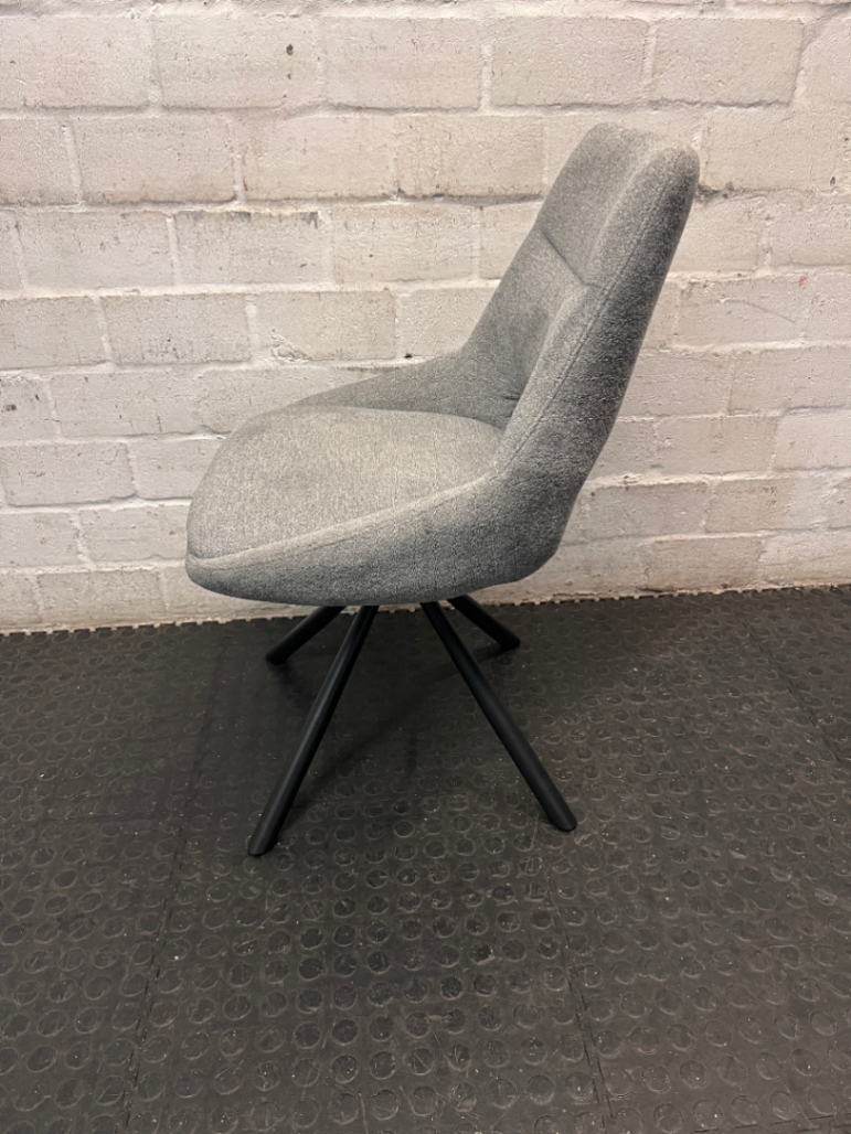 Decofurn Grey Fabric Dining Chair with Black Metal Legs — Good Working Order