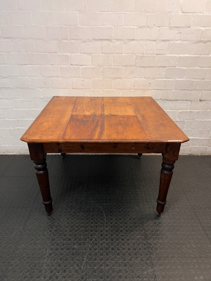 Vintage Wooden Dining Table with Turned Legs — Well Used with Significant Surface Wear