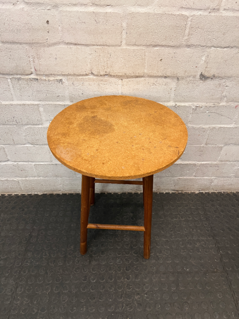 Round Wooden Tripod Side Table — Well Used Fair Condition