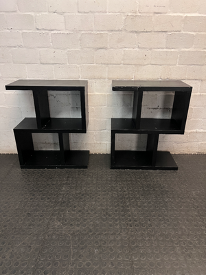 Geometric S-Shaped Shelving Unit in Black