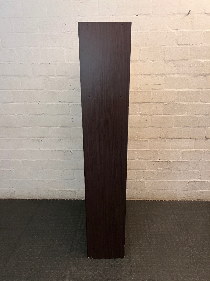 Dark Wood-Grain Laminate 8-Cubby Bookshelf — Good Working Order
