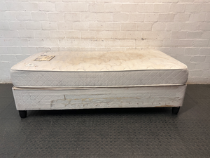 White Single Bed Base Set — Visible Staining on Mattress Top