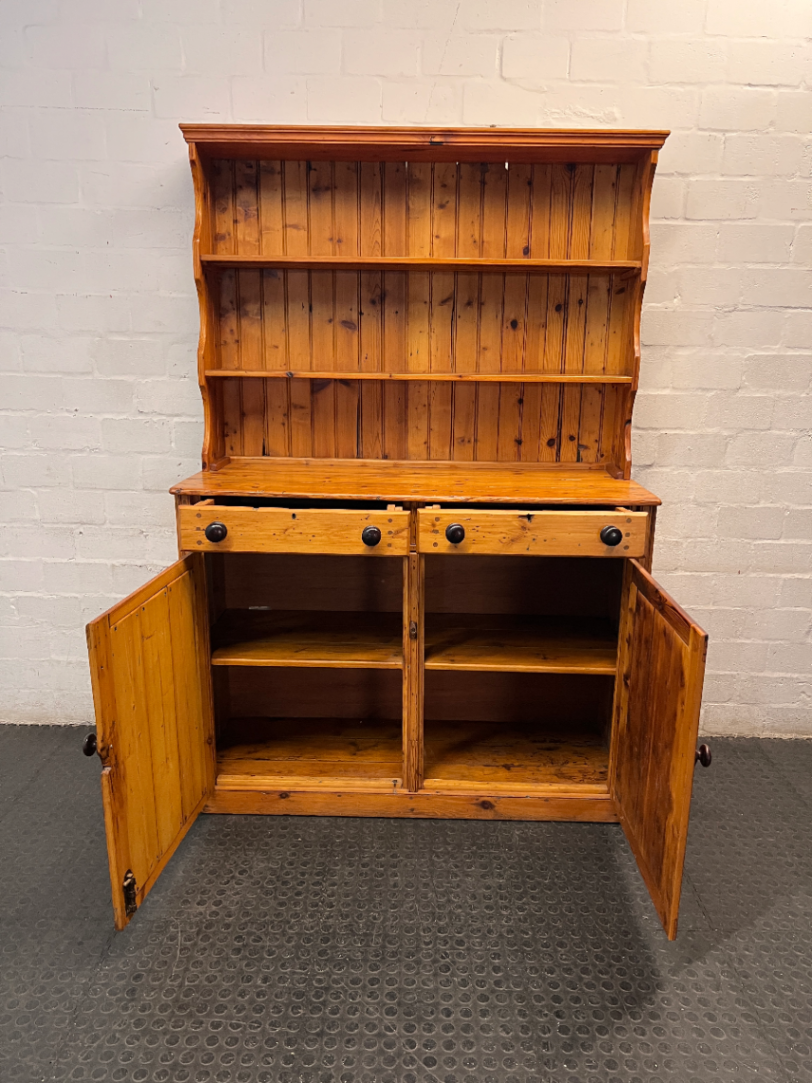 Rustic Pine Kitchen Dresser with Open Shelving — Functional Condition