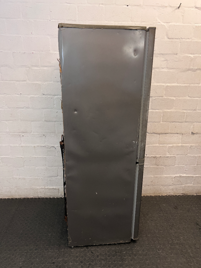 KIC Grey Upright Fridge-Freezer — Working Order With Visible Dents and Marks