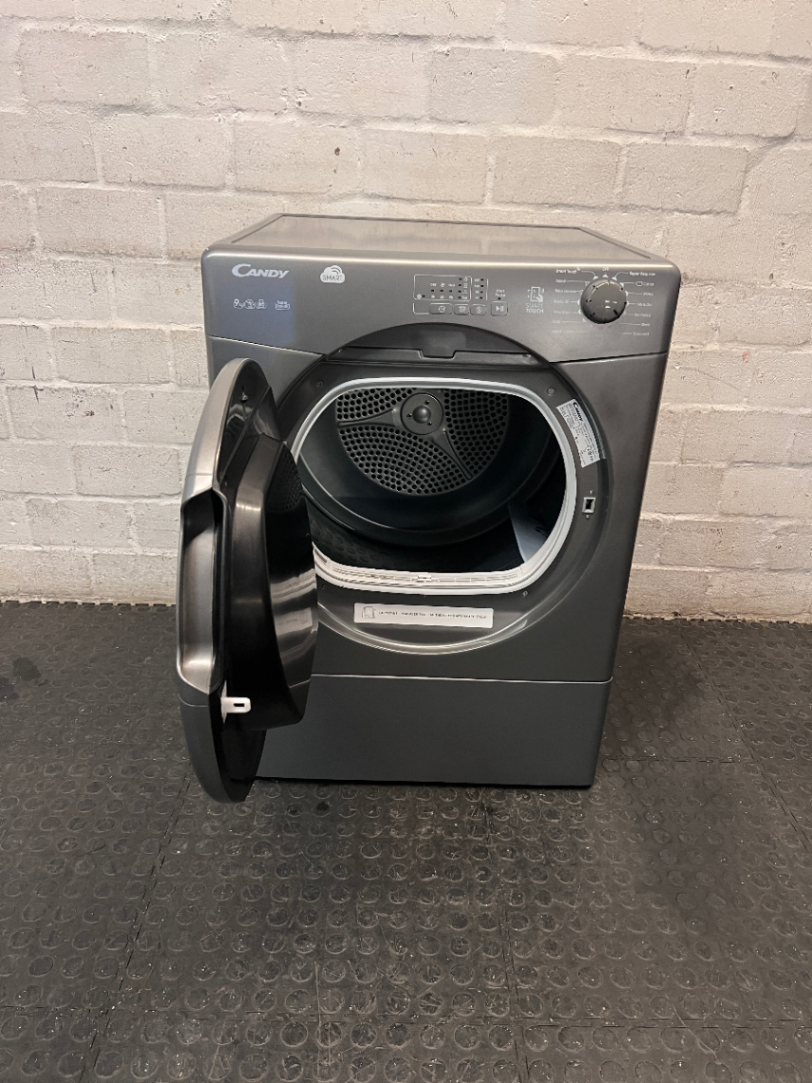 Candy Smart Grey Tumble Dryer — Good Working Order; Fair Cosmetic Condition