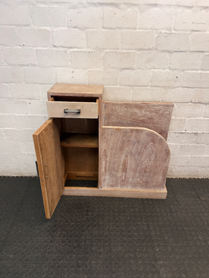 Whitewashed Asymmetric Wooden Storage Cupboard