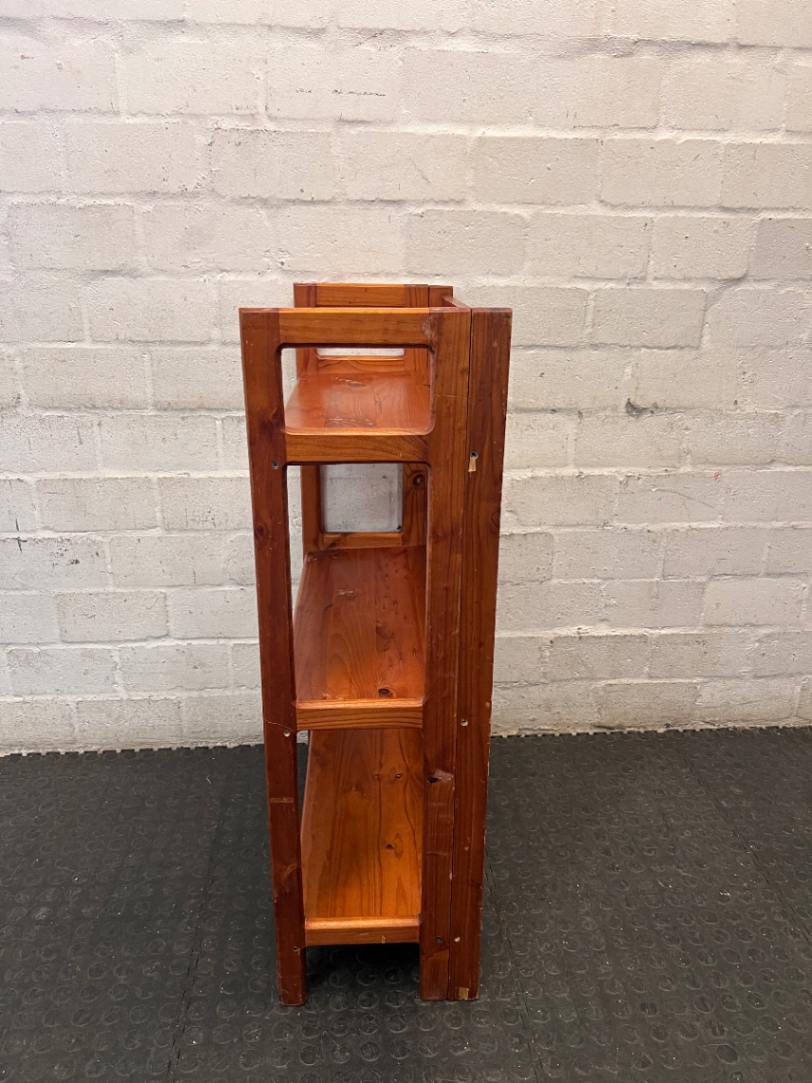 Foldable Three-Tier Wooden Bookshelf — Fair Used Condition