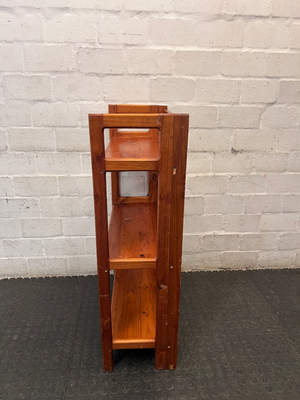Foldable Three-Tier Wooden Bookshelf — Fair Used Condition