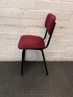 Burgundy Upholstered Dining Chair with Black Metal Frame