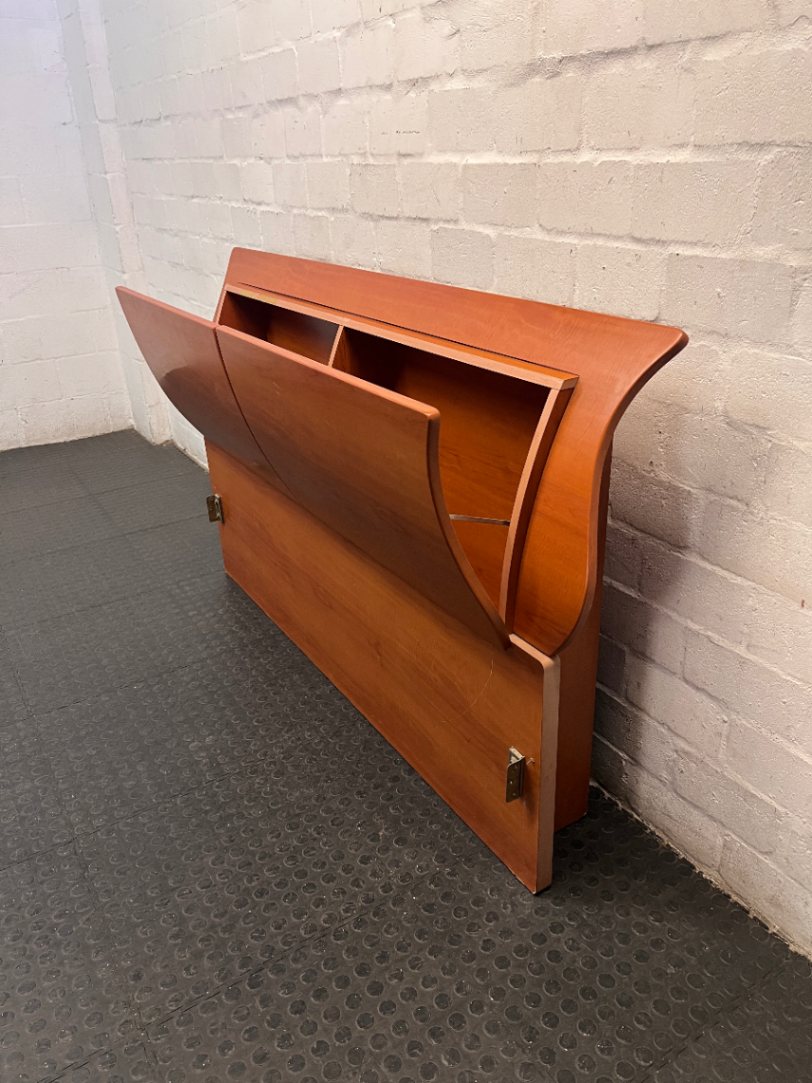 Curved Wood Grain Finish Headboard — Good Neat Condition