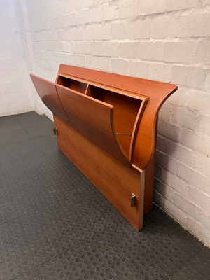 Curved Wood Grain Finish Headboard — Good Neat Condition