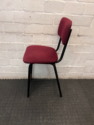 Burgundy Upholstered Bar Stool with Black Metal Frame