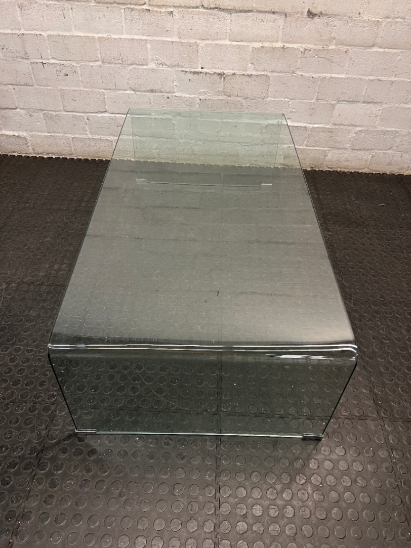 Curved Waterfall Glass Coffee Table — Good Condition