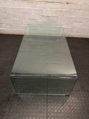 Curved Waterfall Glass Coffee Table — Good Condition