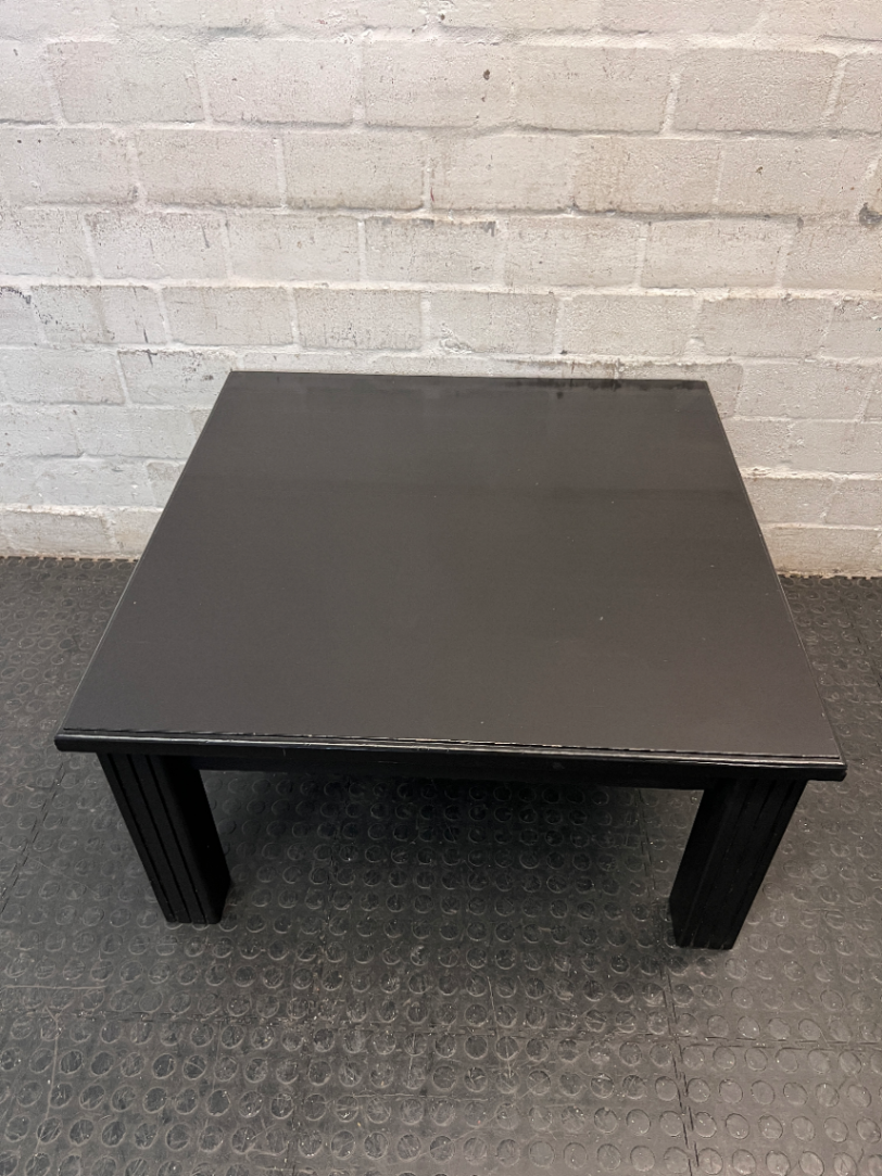Square Black Pine Coffee Table with Fluted Legs — Good Working Order