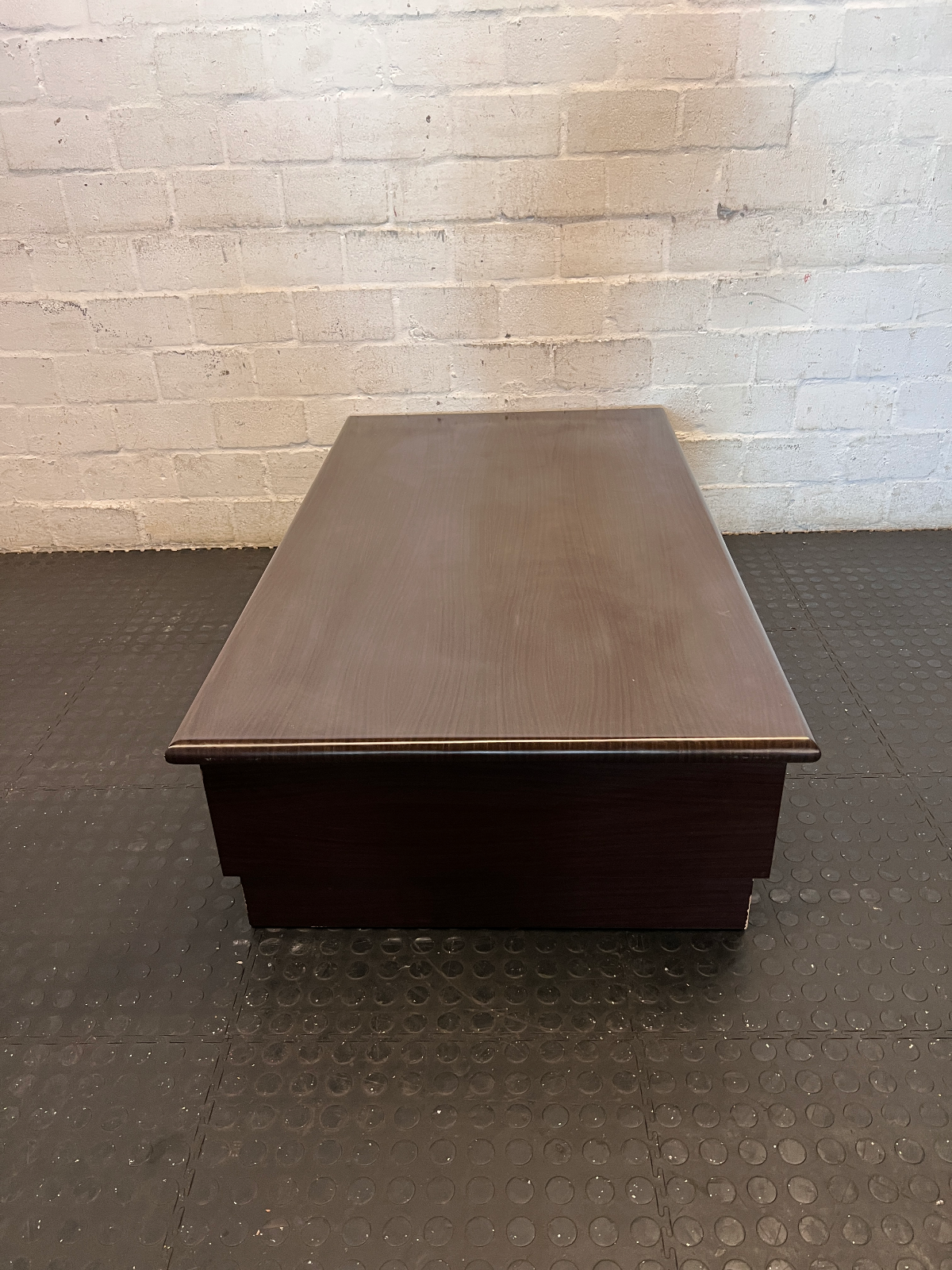 Dark Brown Wooden Coffee Table with Integrated Drawer - 2ndhandwarehouse.com