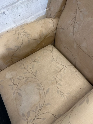 Vintage Style Fabric Wingback Chair with Leaf Pattern - 2ndhandwarehouse.com
