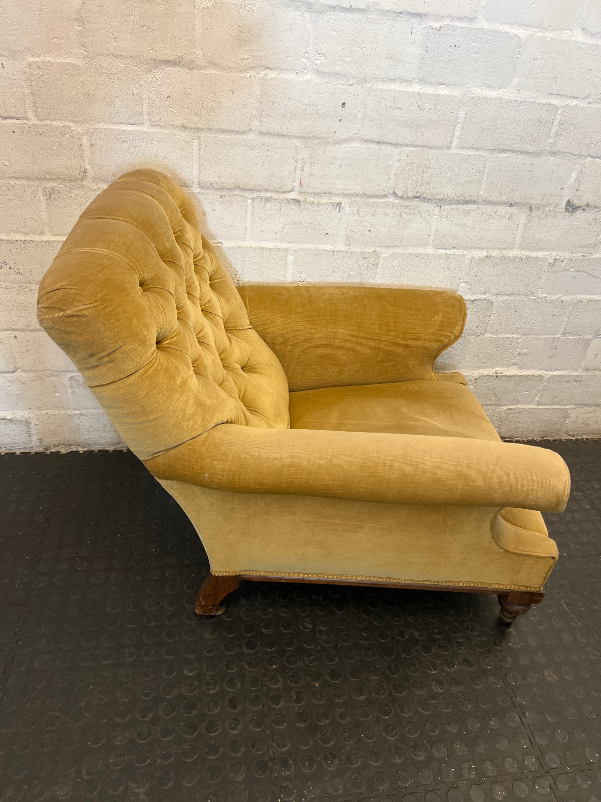 Vintage Tufted Corduroy Armchair in Mustard Gold - 2ndhandwarehouse.com