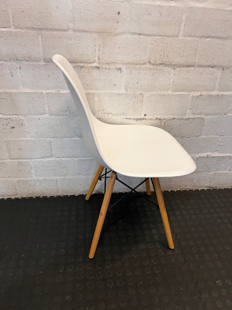 White Eames Style Dining Chair with Timber Base - Good Condition - 2ndhandwarehouse.com