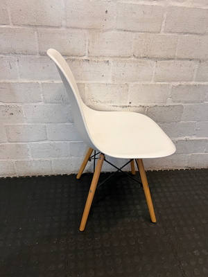 White Eames Style Dining Chair with Timber Base - Good Condition - 2ndhandwarehouse.com