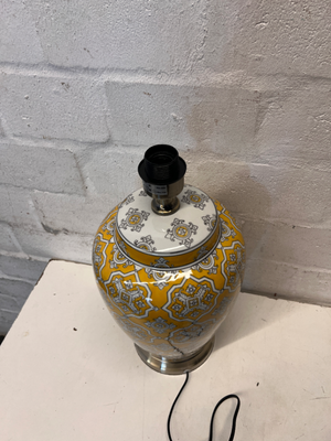 Pair of New Yellow Ceramic Patterned Table Lamps - 48cm - 2ndhandwarehouse.com