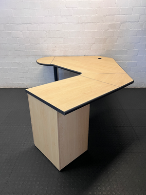 Light Brown L-Shaped Office Desk with 3-Drawer Storage - 2ndhandwarehouse.com