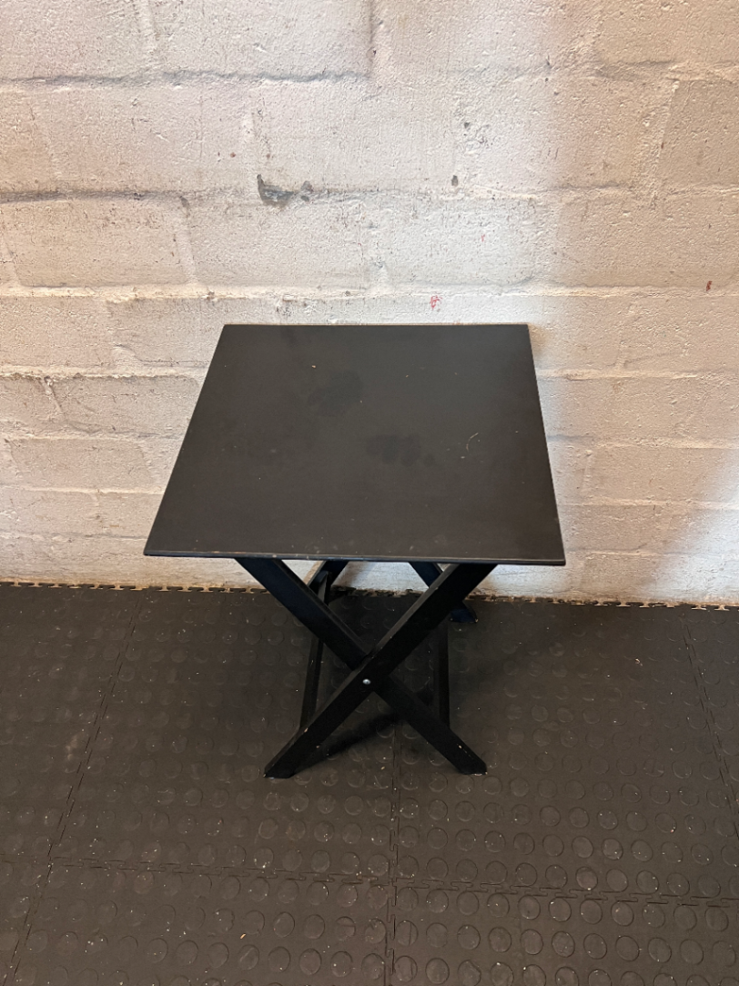 Black Folding Metal Side Table - Used Fair Condition - 2ndhandwarehouse.com