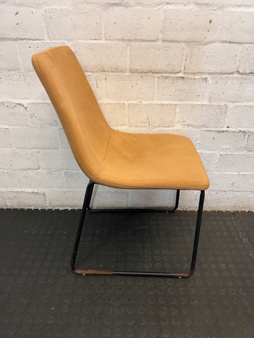 Pair of Mustard Dining Chairs - Upholstery Wear & Base Rust - 2ndhandwarehouse.com