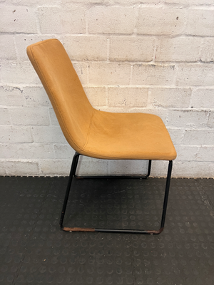 Pair of Mustard Dining Chairs - Upholstery Wear & Base Rust - 2ndhandwarehouse.com