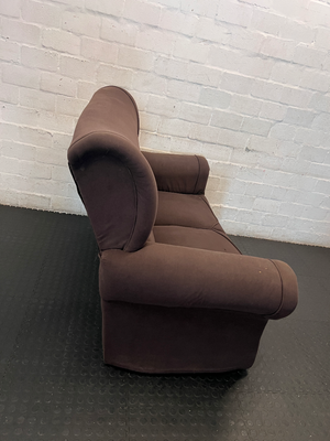 Brown Fabric 2-Seater Couch - Minor Wear to Arm and Base - 2ndhandwarehouse.com