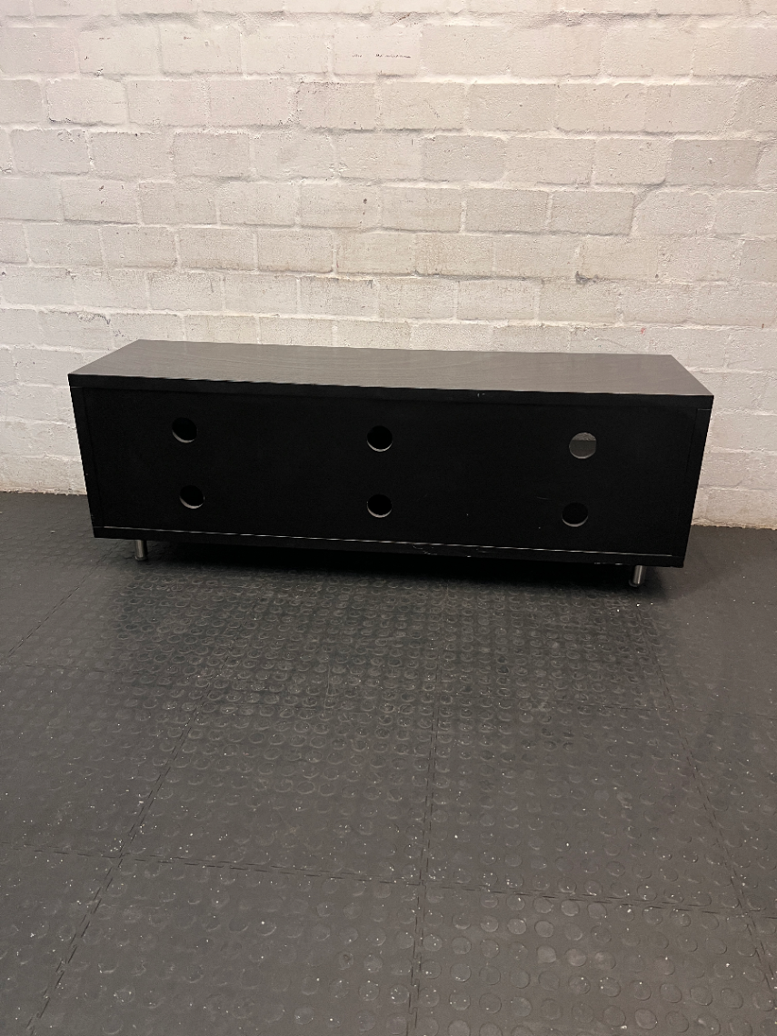 Low Profile TV Unit with Sliding Doors - Minor Scratches on Top - 2ndhandwarehouse.com