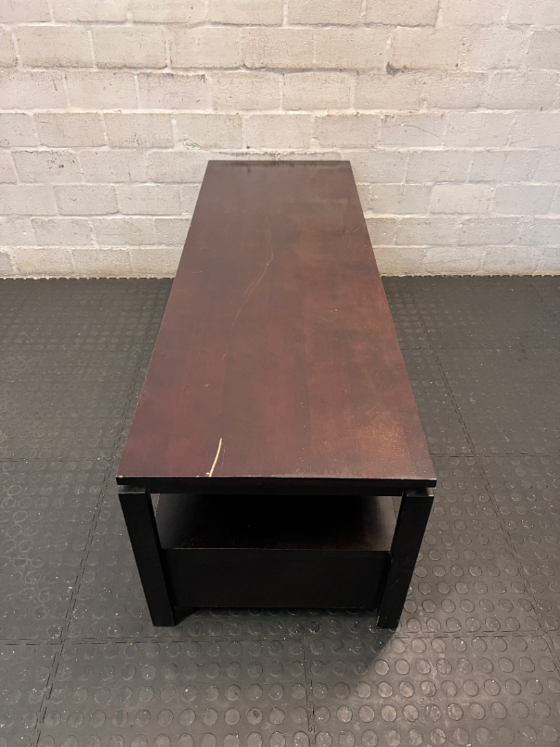 Dark Brown Varnished Pine TV Unit - Minor Surface Scuffs - 2ndhandwarehouse.com