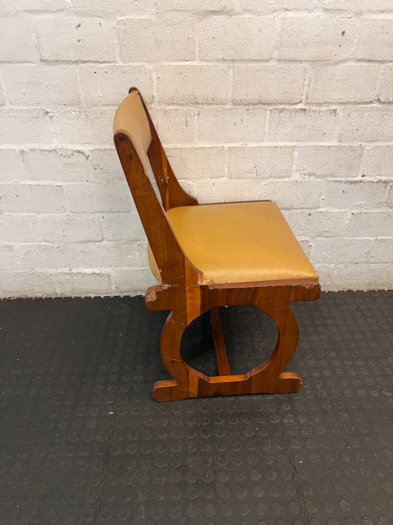 Vintage Style Wooden Dining Chair with Studded Upholstery — Seat Damaged and Needs Repair - 2ndhandwarehouse.com