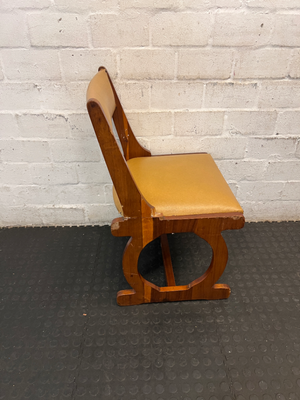 Vintage Style Wooden Dining Chair with Studded Upholstery — Seat Damaged and Needs Repair - 2ndhandwarehouse.com