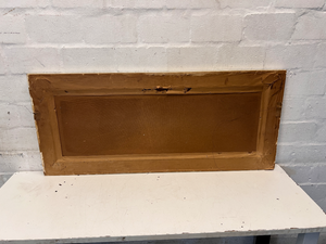Vintage Seascape Painting with Hessian Border Frame — Stains on Canvas and Chipped Frame - 2ndhandwarehouse.com