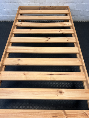 Classic Wooden Slatted Single Bed Frame — Great Condition - 2ndhandwarehouse.com